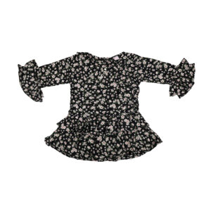 Black Bloom Ruffle Top