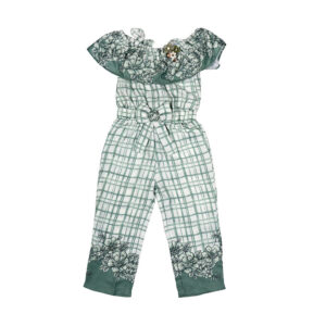 Girls Printed Tie Up Jumpsuit - Green